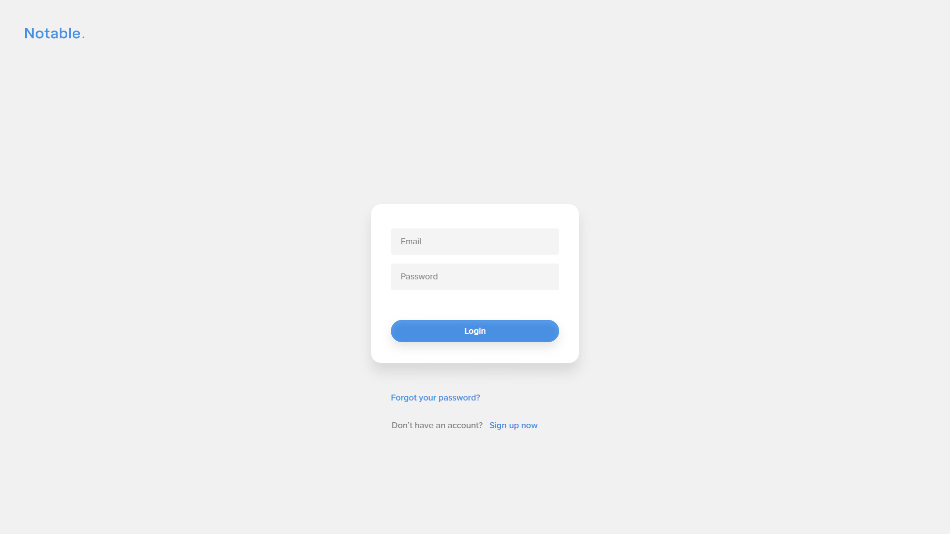 Notable login page Screenshot